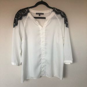 Black and White Work top with Lace.